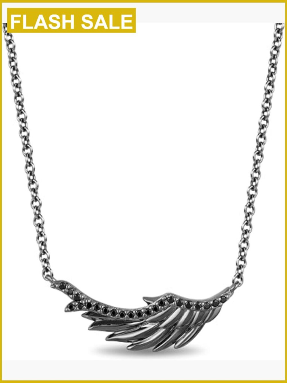 Disney Maleficent Black Diamond Pendant Necklace 18" Sterling Silver